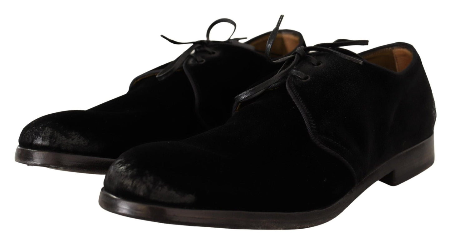 Dolce & Gabbana Elegant Black Velvet Derby Shoes - Sandy Store ByNet