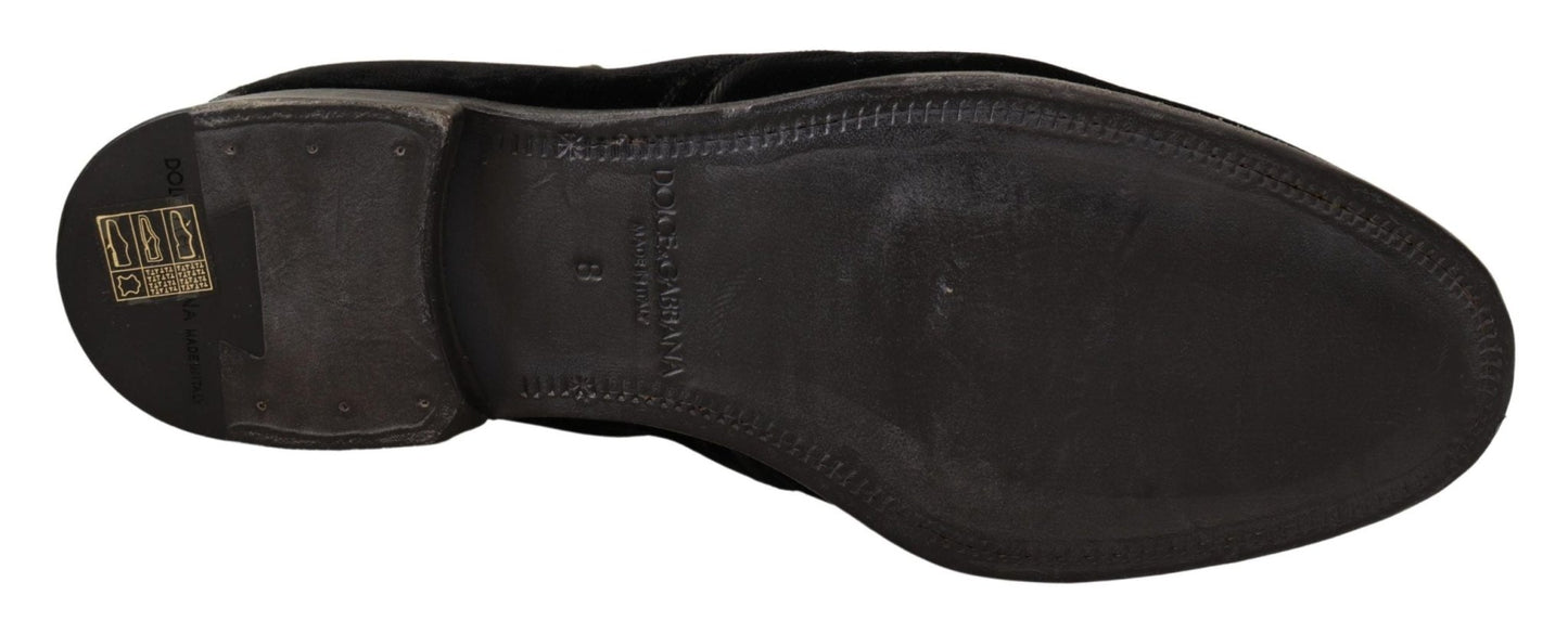 Dolce & Gabbana Elegant Black Velvet Derby Shoes - Sandy Store ByNet