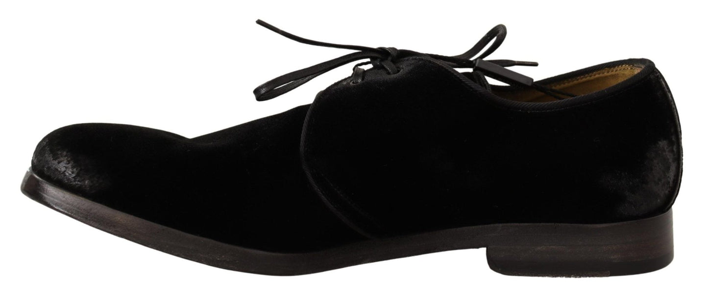 Dolce & Gabbana Elegant Black Velvet Derby Shoes - Sandy Store ByNet