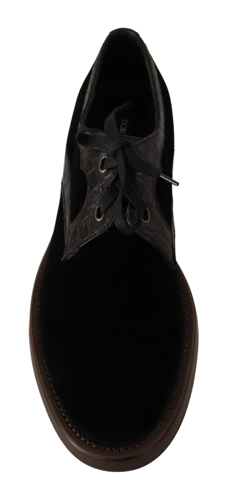 Dolce & Gabbana Elegant Black Velvet & Exotic Leather Dress Shoes - Sandy Store ByNet