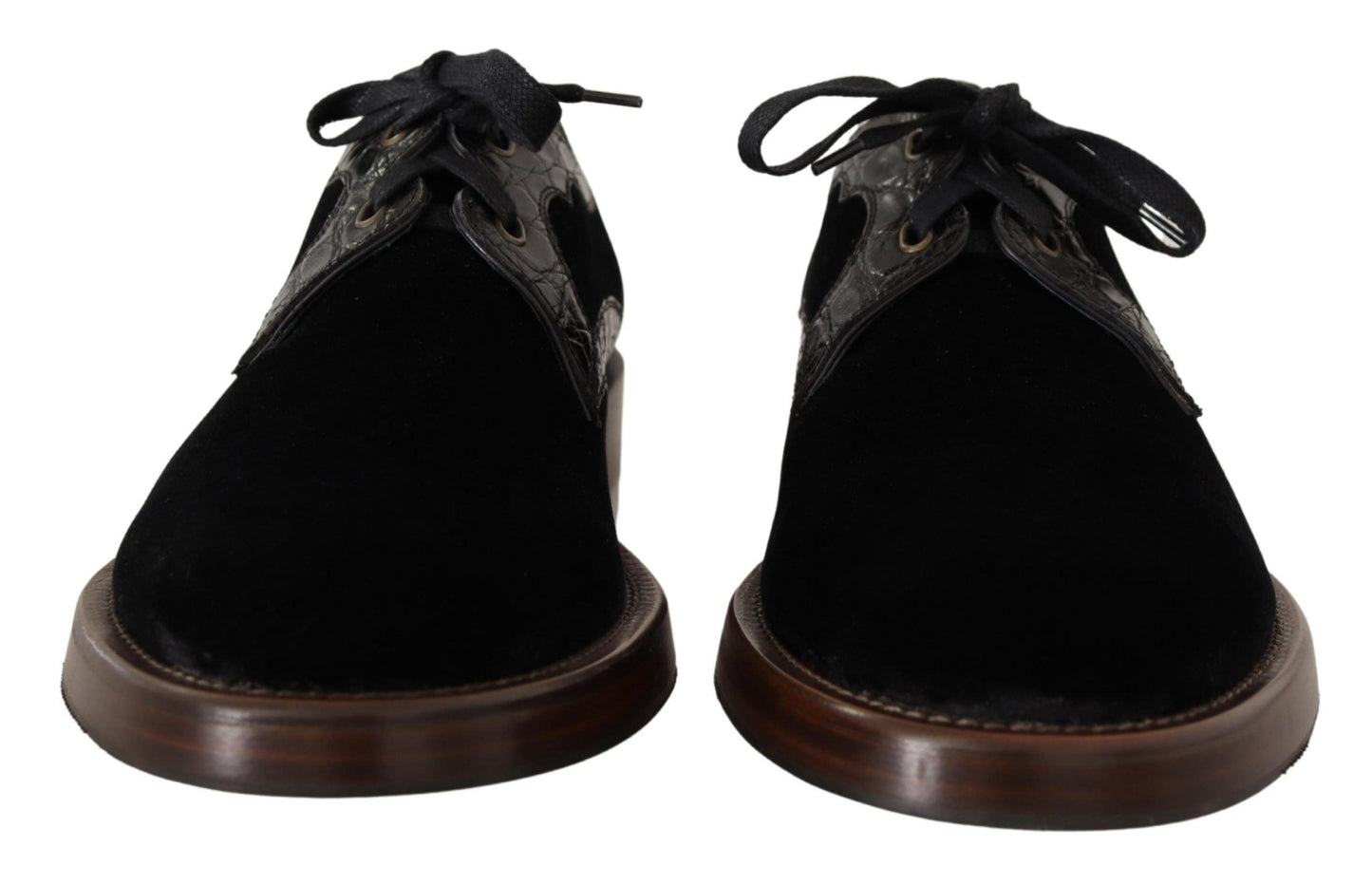 Dolce & Gabbana Elegant Black Velvet & Exotic Leather Dress Shoes - Sandy Store ByNet