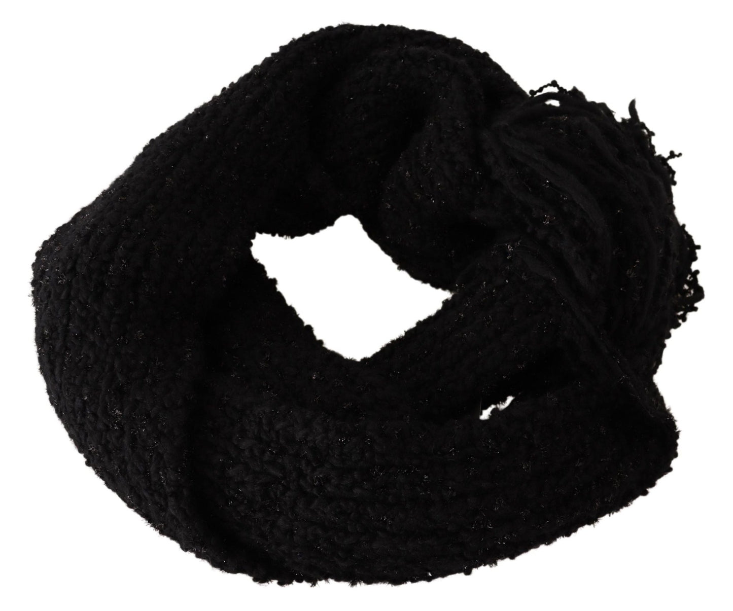 Dolce & Gabbana Elegant Black Wool - Blend Designer Scarf - Sandy Store ByNet