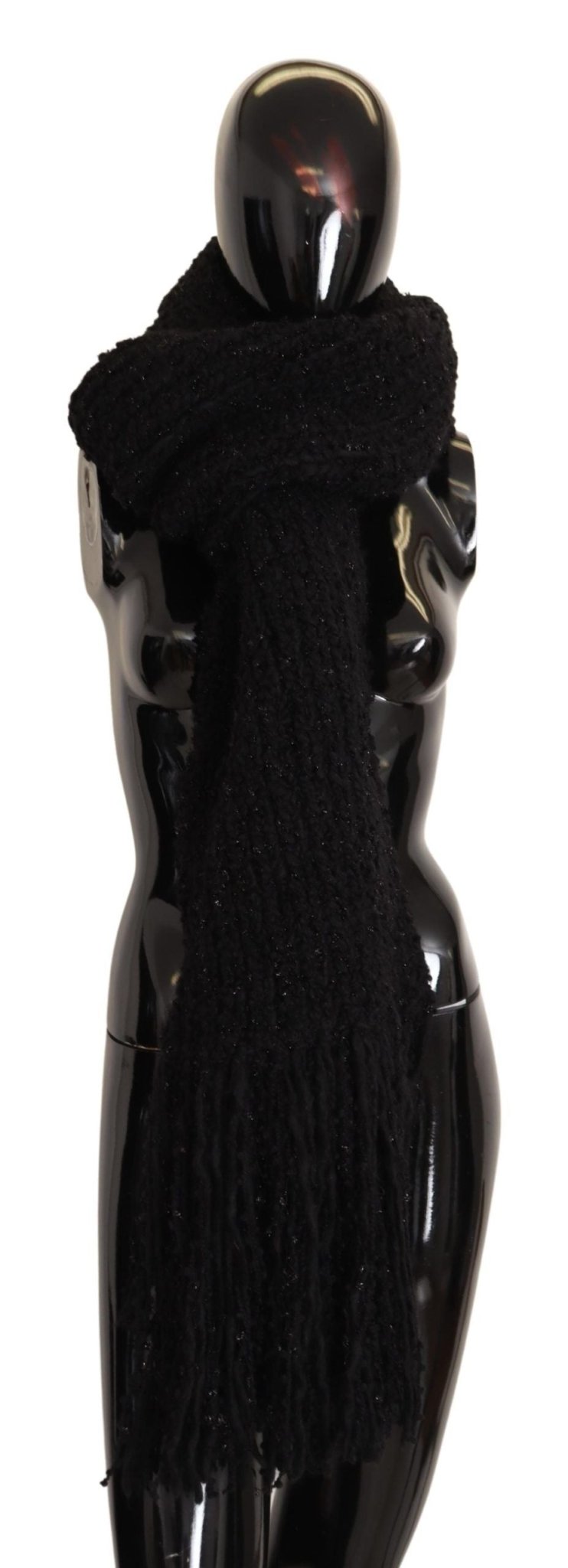 Dolce & Gabbana Elegant Black Wool - Blend Designer Scarf - Sandy Store ByNet