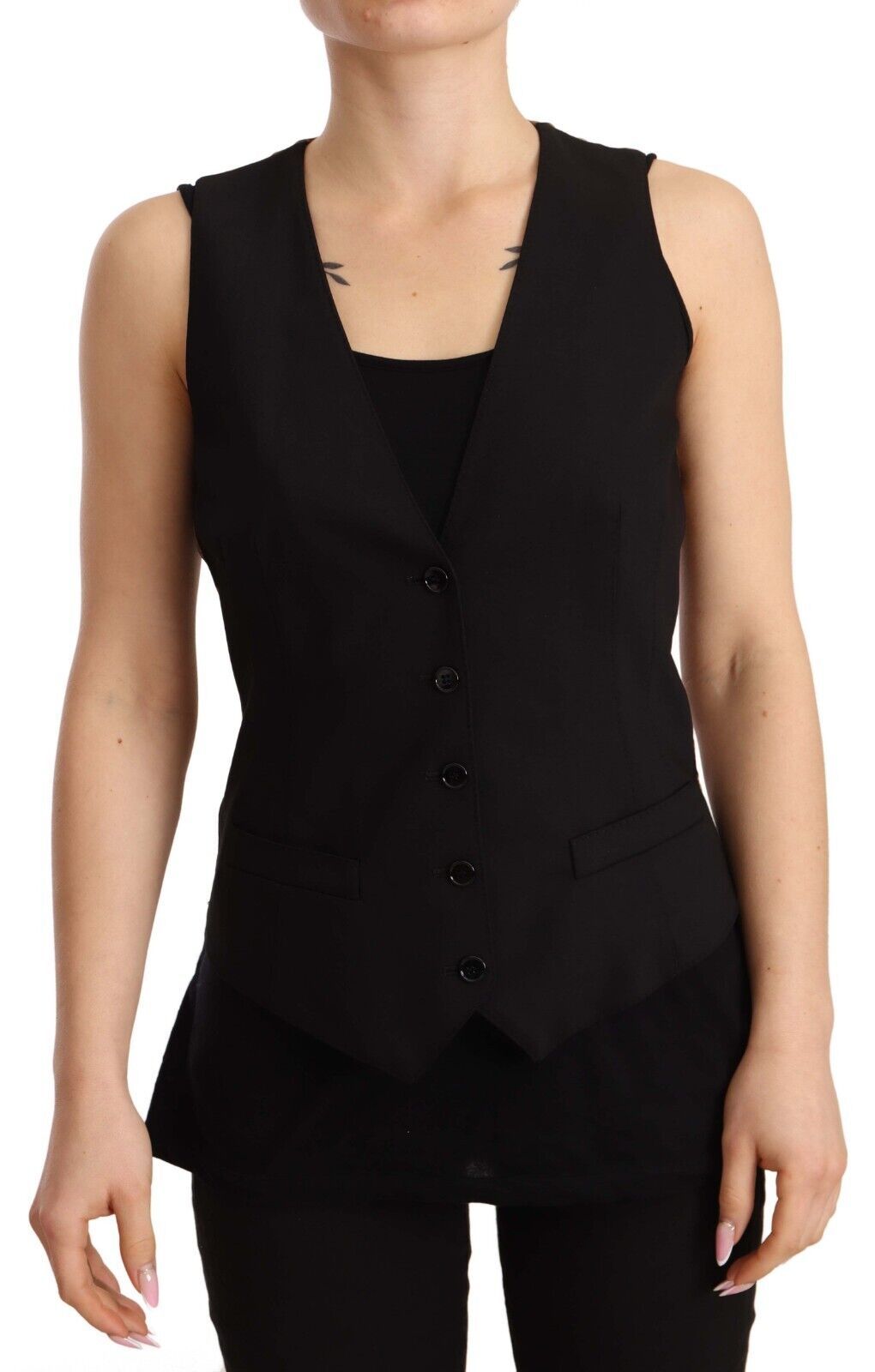 Dolce & Gabbana Elegant Black Wool Blend Waistcoat - Sandy Store ByNet