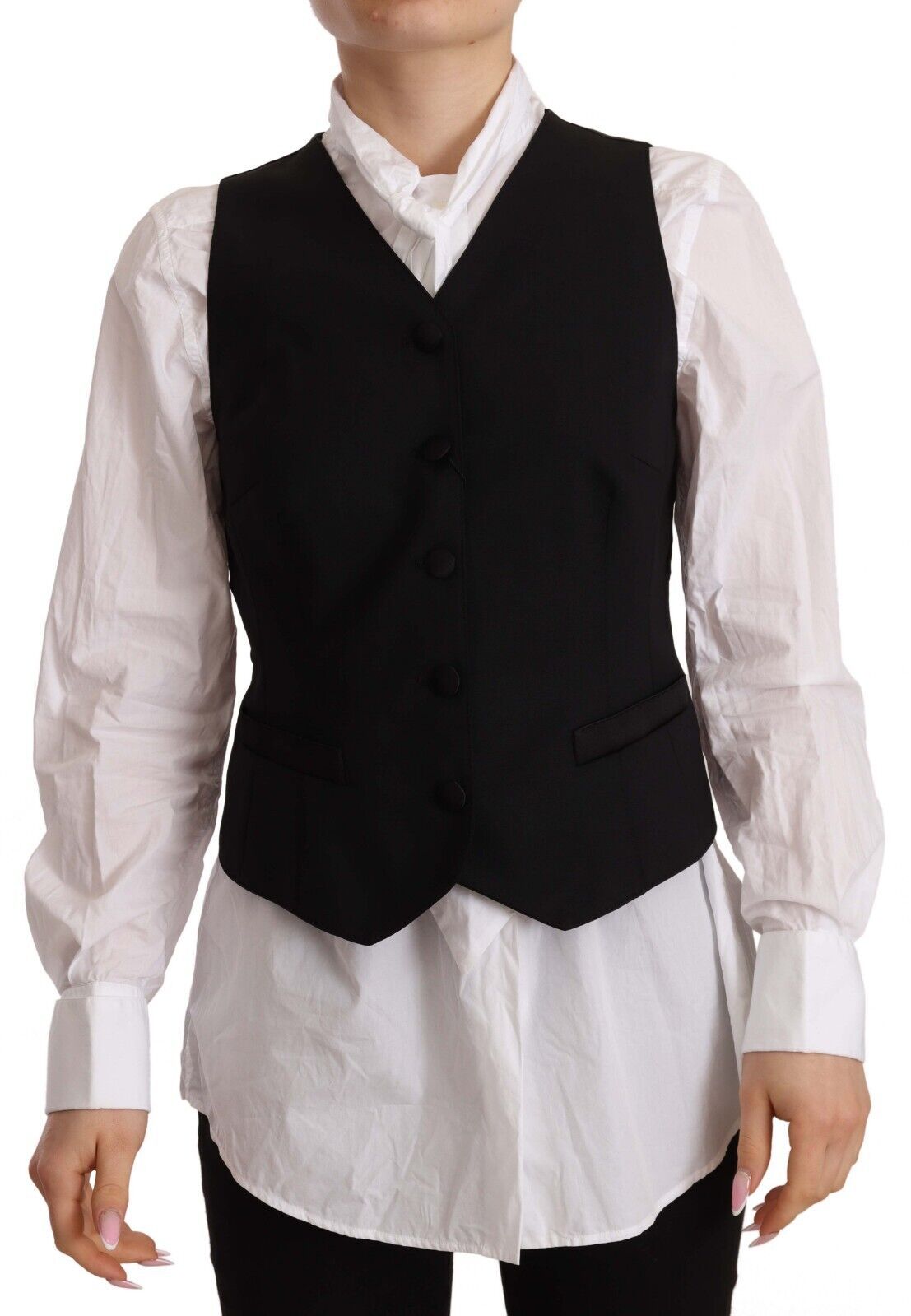 Dolce & Gabbana Elegant Black Wool Blend Waistcoat - Sandy Store ByNet
