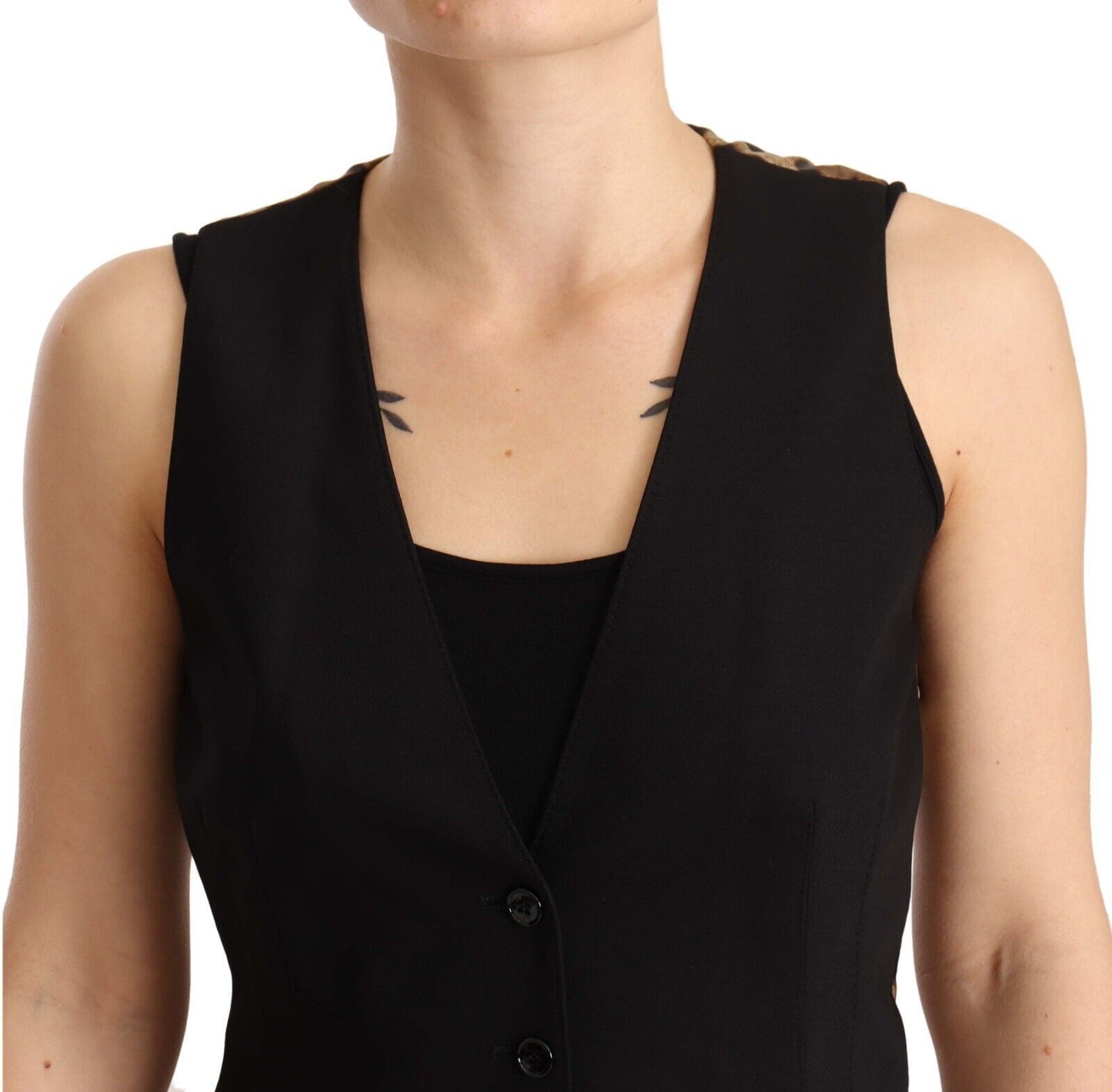 Dolce & Gabbana Elegant Black Wool Blend Waistcoat - Sandy Store ByNet