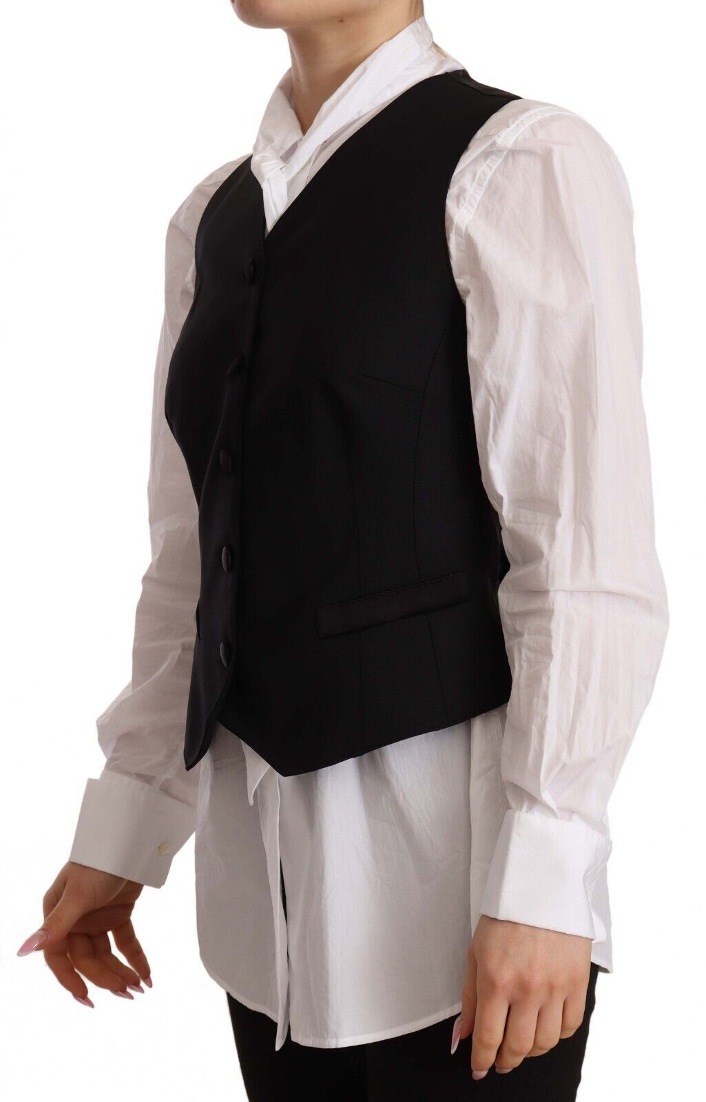 Dolce & Gabbana Elegant Black Wool Blend Waistcoat - Sandy Store ByNet