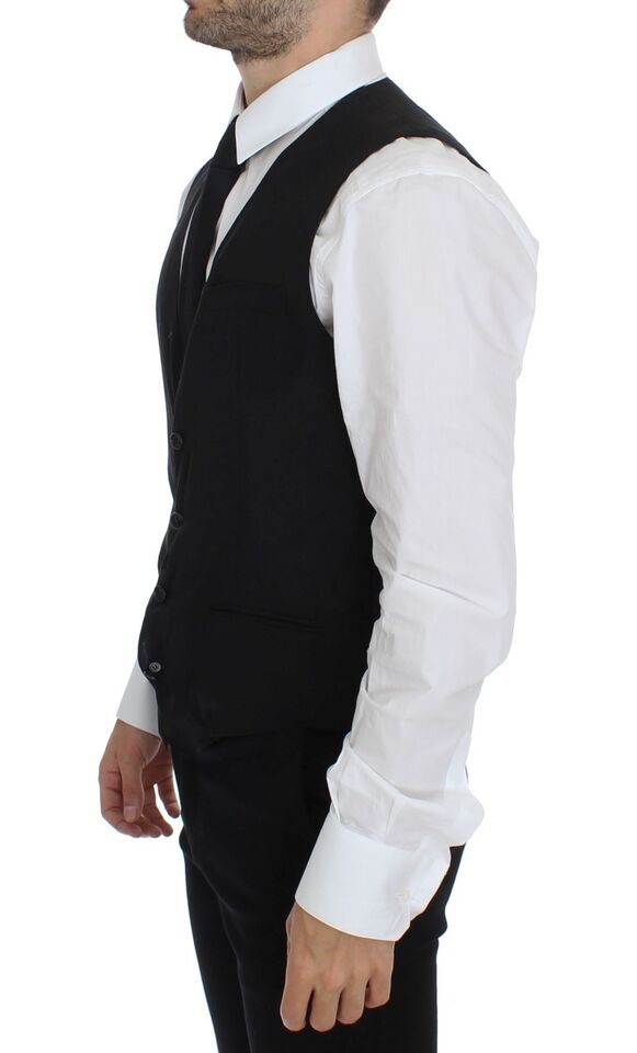 Dolce & Gabbana Elegant Black Wool Dress Vest - Sandy Store ByNet
