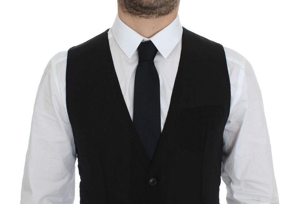 Dolce & Gabbana Elegant Black Wool Dress Vest - Sandy Store ByNet