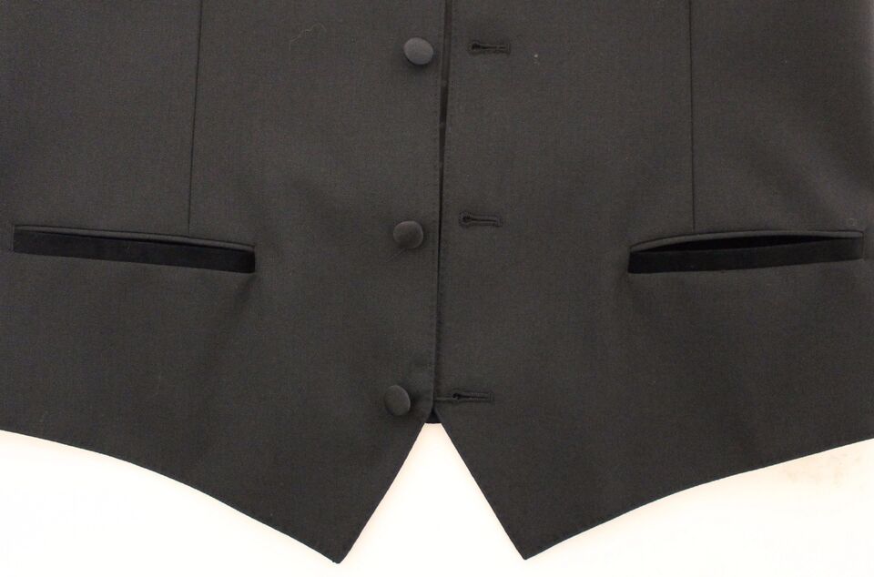 Dolce & Gabbana Elegant Black Wool Silk Dress Vest - Sandy Store ByNet