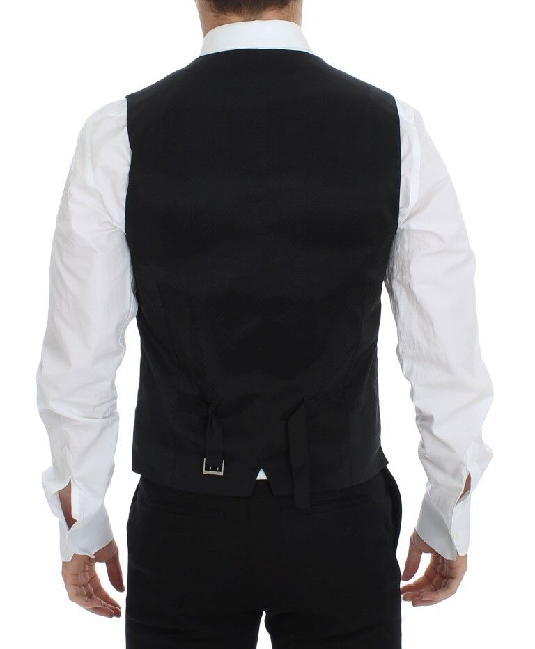 Dolce & Gabbana Elegant Black Wool Silk Dress Vest - Sandy Store ByNet