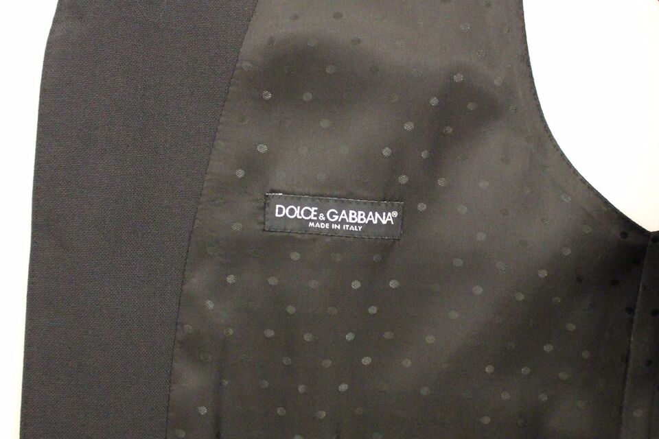 Dolce & Gabbana Elegant Black Wool Silk Dress Vest - Sandy Store ByNet