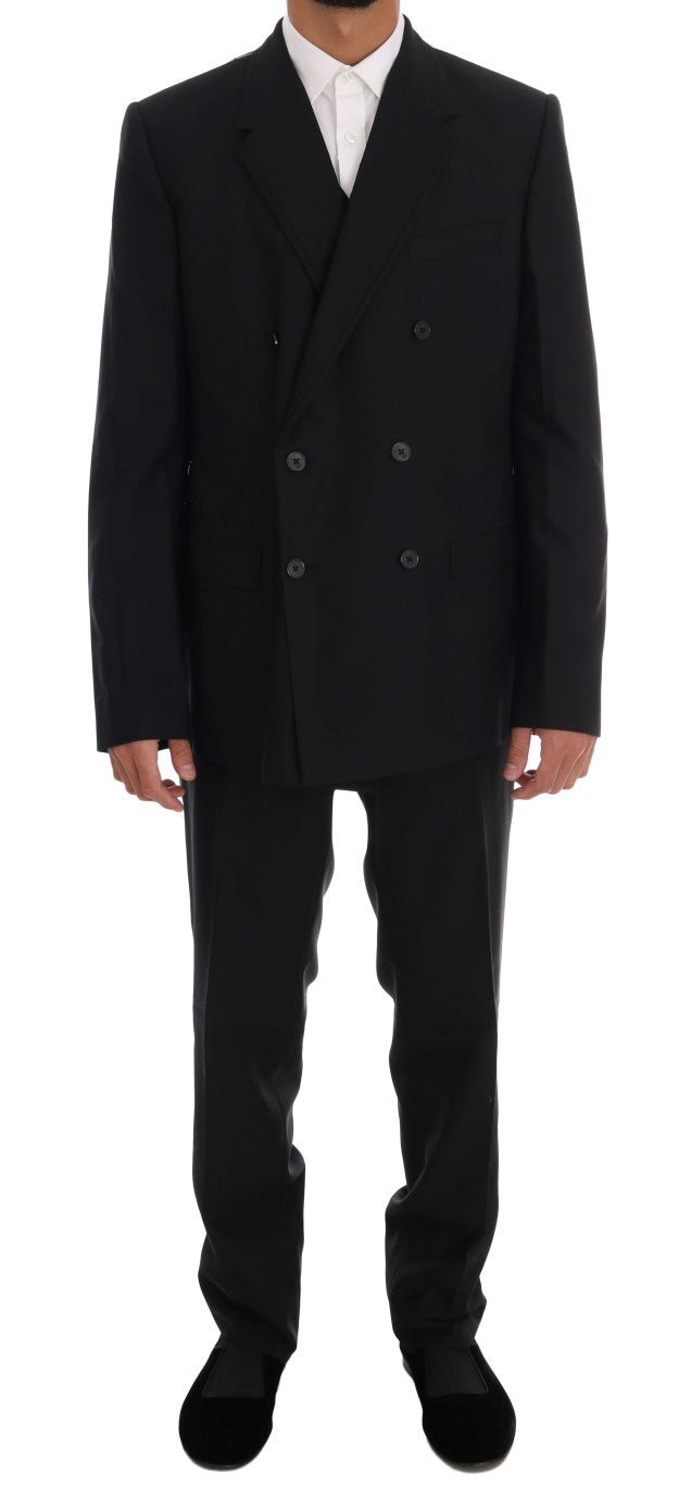 Dolce & Gabbana Elegant Black Wool Three - Piece Suit - Sandy Store ByNet
