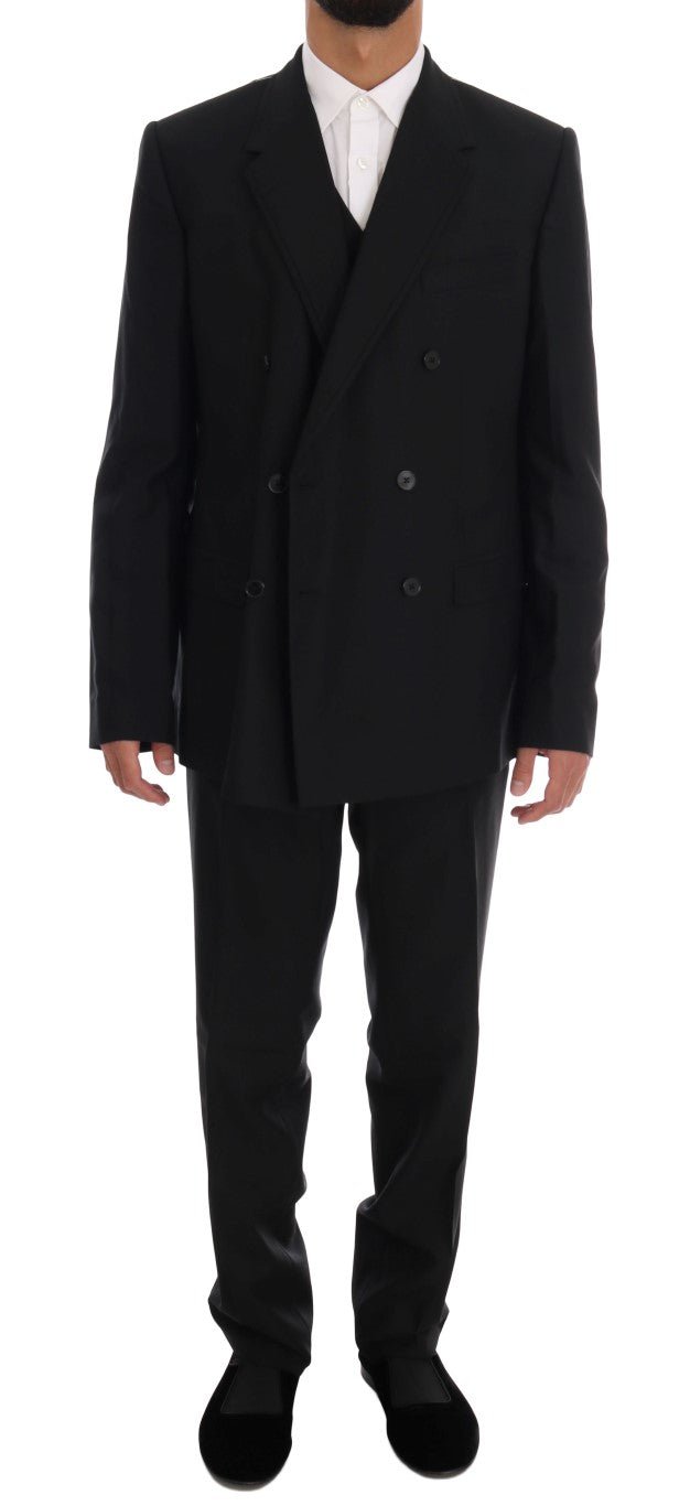 Dolce & Gabbana Elegant Black Wool Three - Piece Suit - Sandy Store ByNet