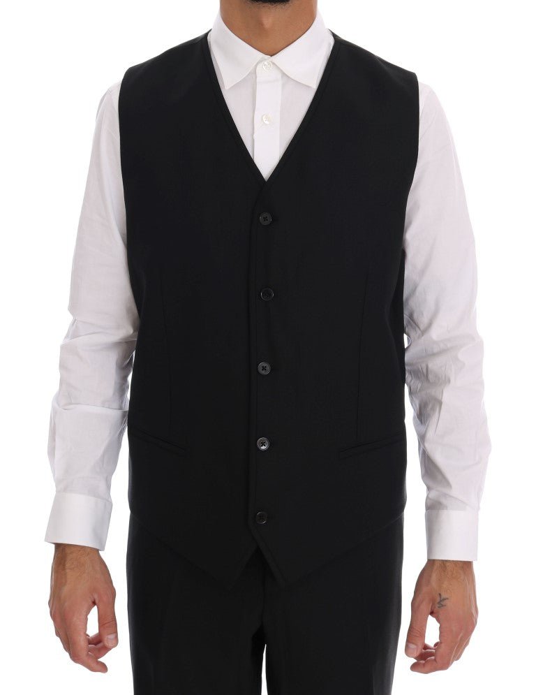 Dolce & Gabbana Elegant Black Wool Three - Piece Suit - Sandy Store ByNet