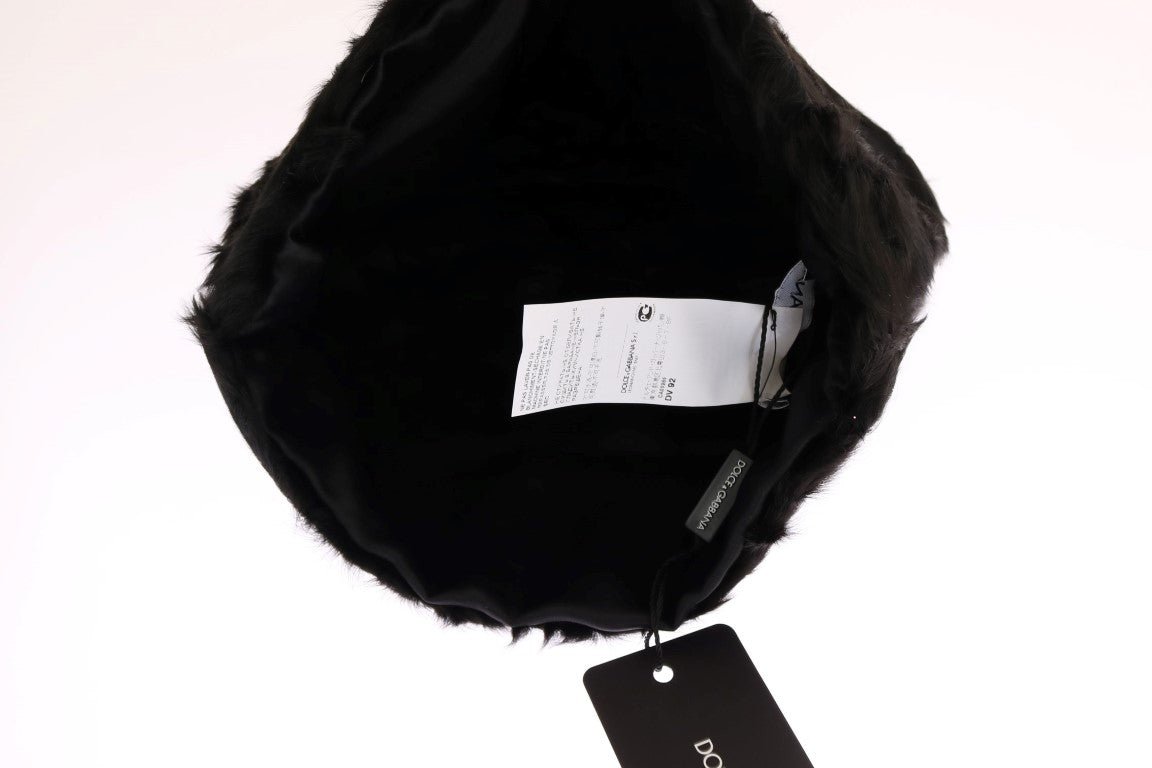 Dolce & Gabbana Elegant Black Xiangao Fur Beanie Hat - Sandy Store ByNet