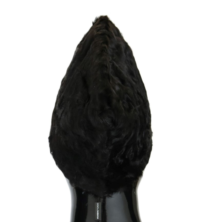 Dolce & Gabbana Elegant Black Xiangao Fur Beanie Hat - Sandy Store ByNet