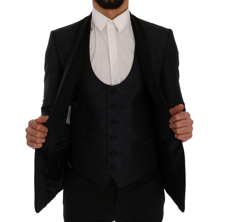 Dolce & Gabbana Elegant Blue & Black Slim Fit Suit Ensemble - Sandy Store ByNet
