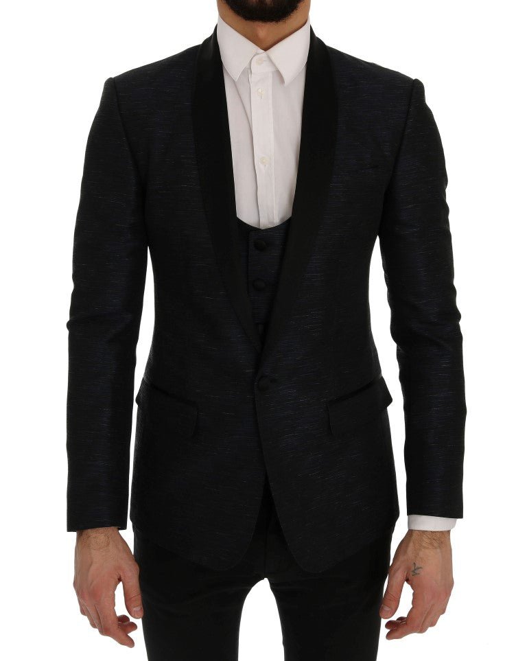 Dolce & Gabbana Elegant Blue & Black Slim Fit Suit Ensemble - Sandy Store ByNet