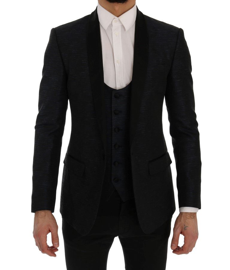 Dolce & Gabbana Elegant Blue & Black Slim Fit Suit Ensemble - Sandy Store ByNet