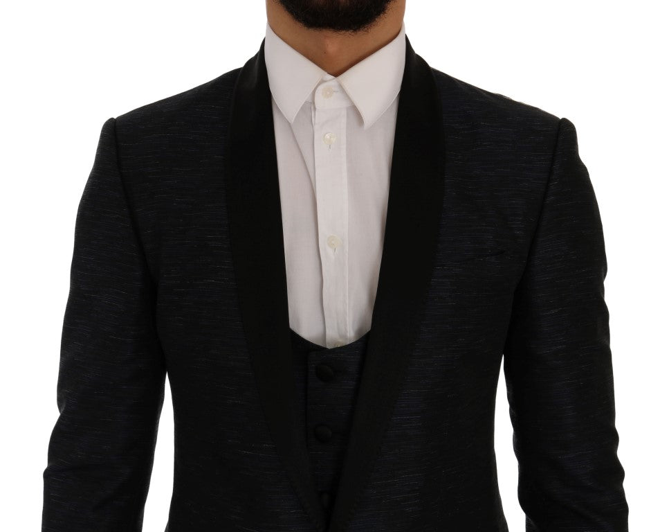 Dolce & Gabbana Elegant Blue & Black Slim Fit Suit Ensemble - Sandy Store ByNet