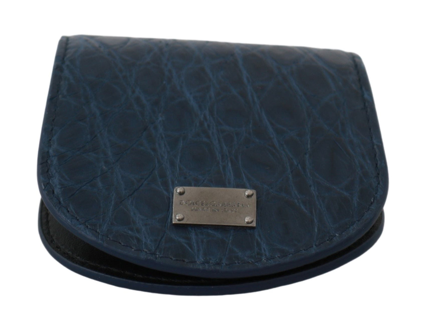 Dolce & Gabbana Elegant Blue Caimano Leather Condom Case Wallet - Sandy Store ByNet