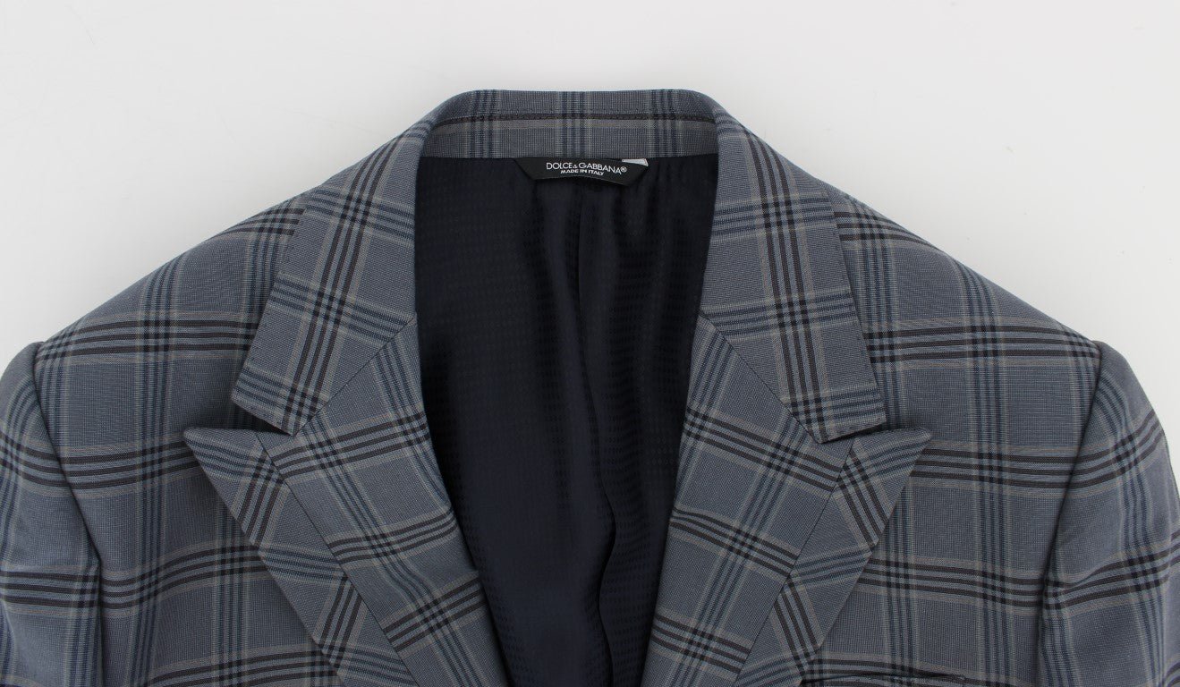 Dolce & Gabbana Elegant Blue Checkered Slim Fit Blazer - Sandy Store ByNet