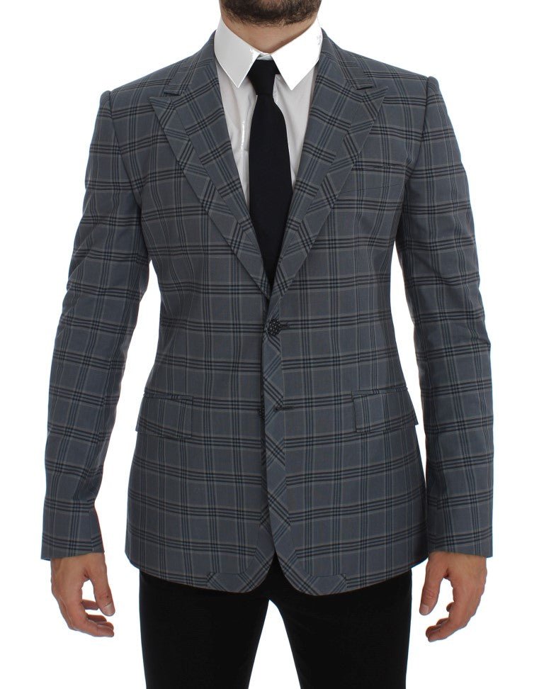 Dolce & Gabbana Elegant Blue Checkered Slim Fit Blazer - Sandy Store ByNet