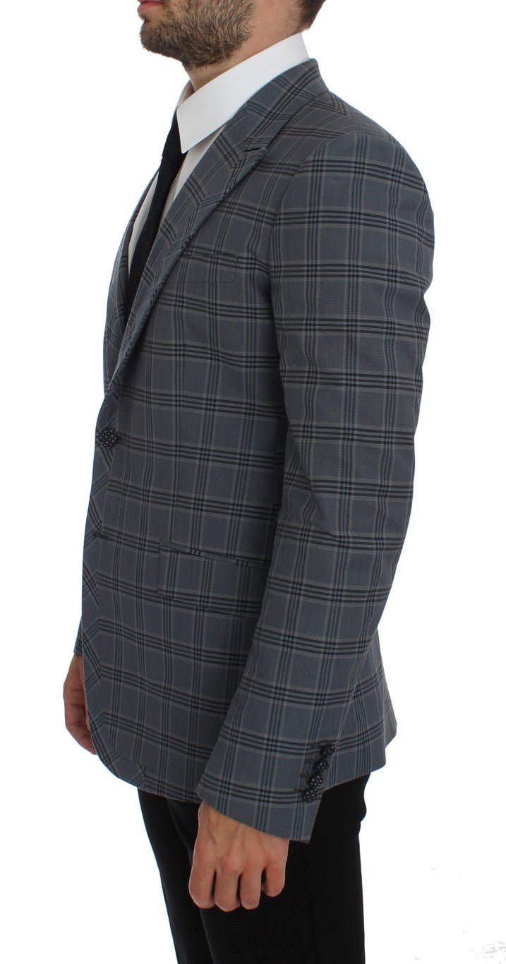 Dolce & Gabbana Elegant Blue Checkered Slim Fit Blazer - Sandy Store ByNet