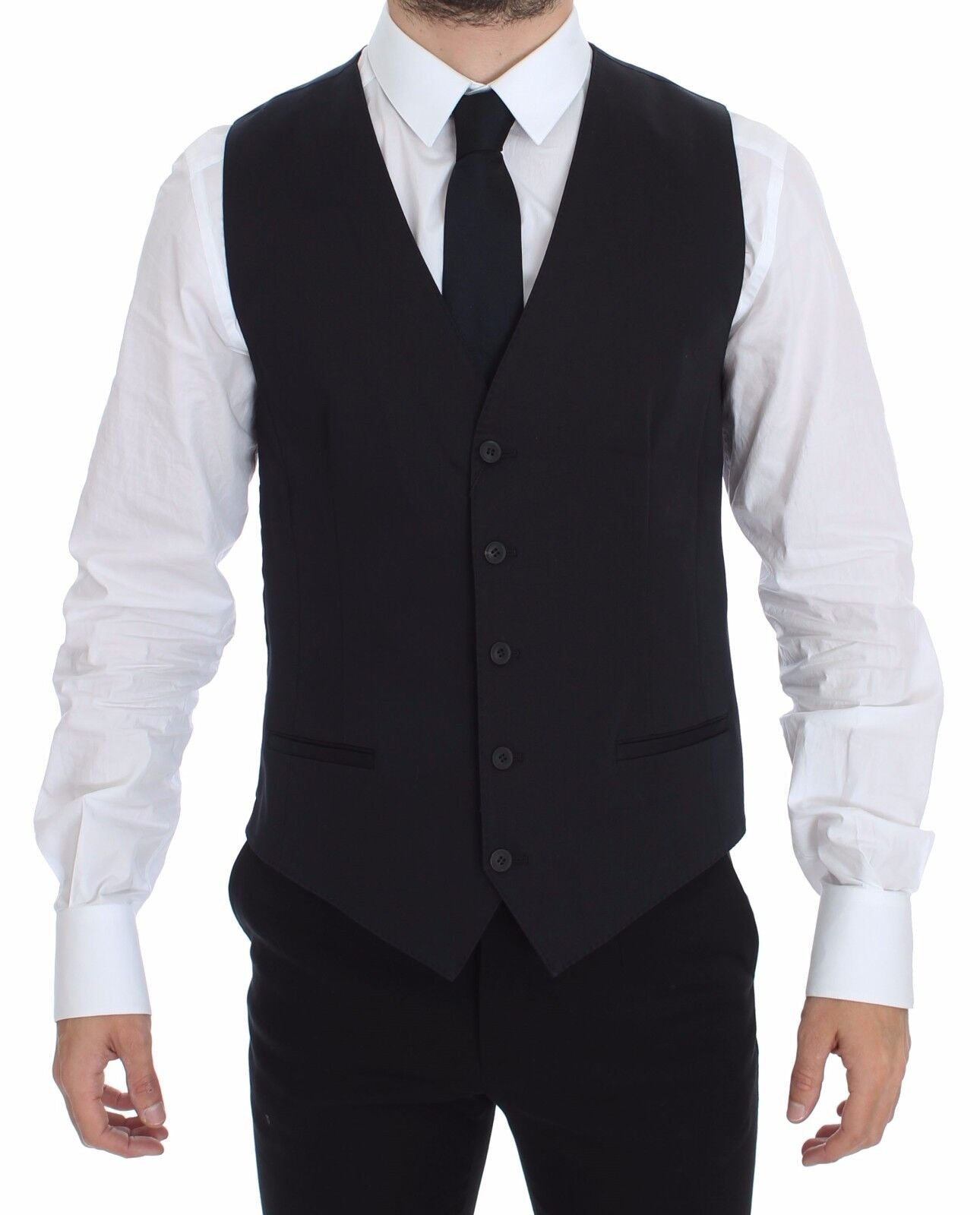 Dolce & Gabbana Elegant Blue Cotton Stretch Dress Vest - Sandy Store ByNet
