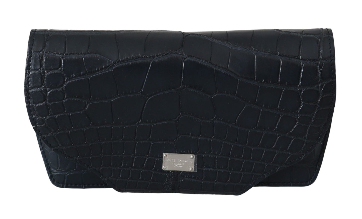 Dolce & Gabbana Elegant Blue Crocodile Leather Eyewear Pouch - Sandy Store ByNet
