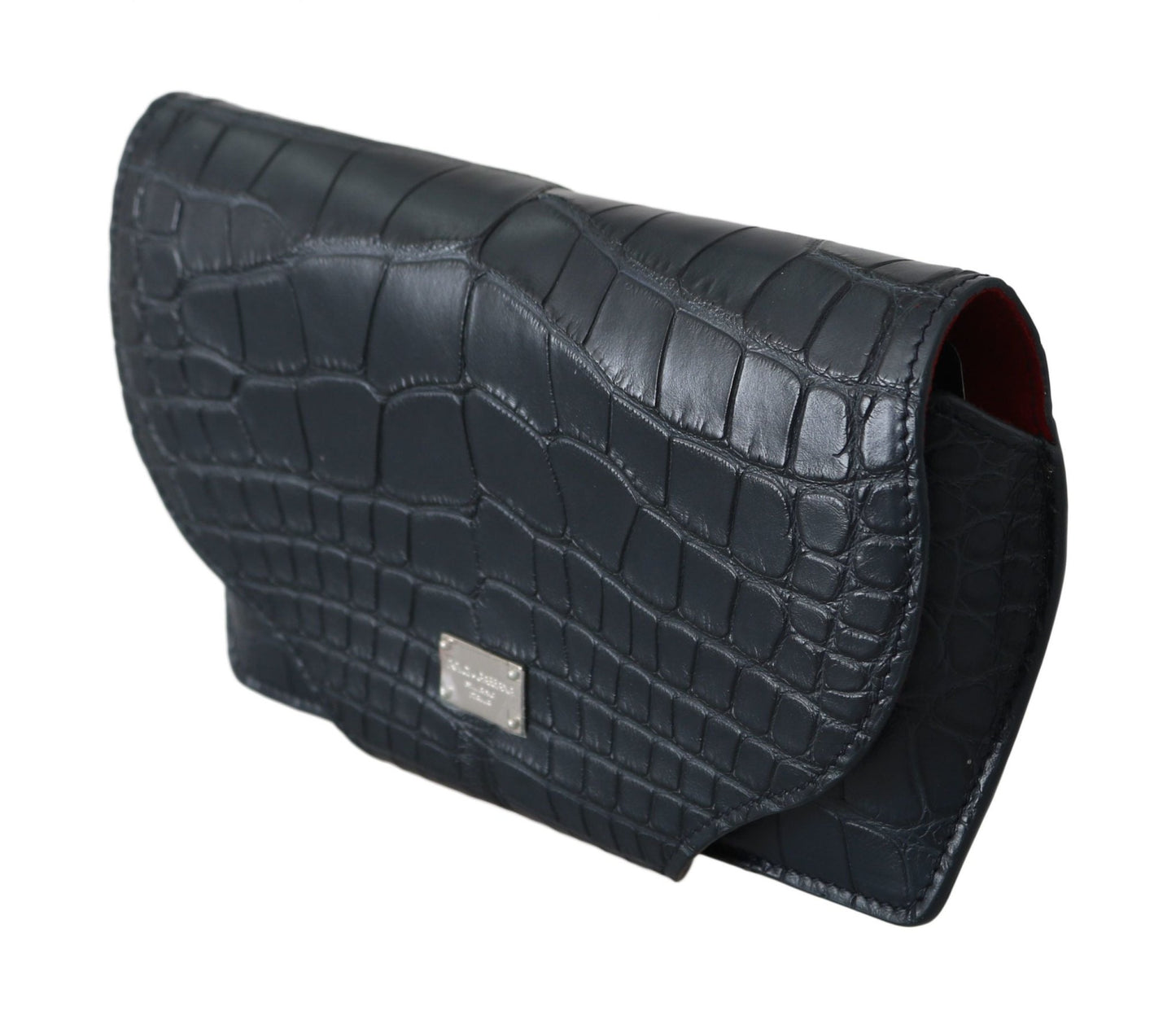 Dolce & Gabbana Elegant Blue Crocodile Leather Eyewear Pouch - Sandy Store ByNet