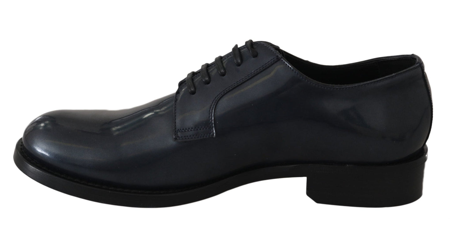 Dolce & Gabbana Elegant Blue Leather Derby Dress Shoes - Sandy Store ByNet