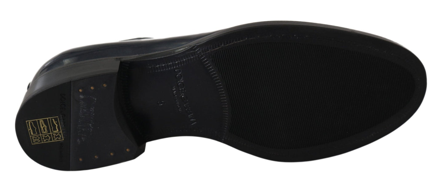 Dolce & Gabbana Elegant Blue Leather Derby Dress Shoes - Sandy Store ByNet