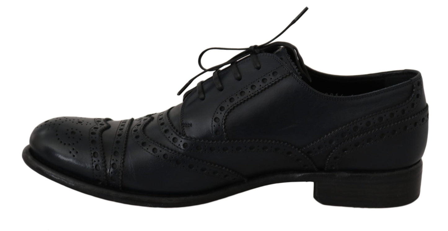 Dolce & Gabbana Elegant Blue Leather Wingtip Derby Shoes - Sandy Store ByNet