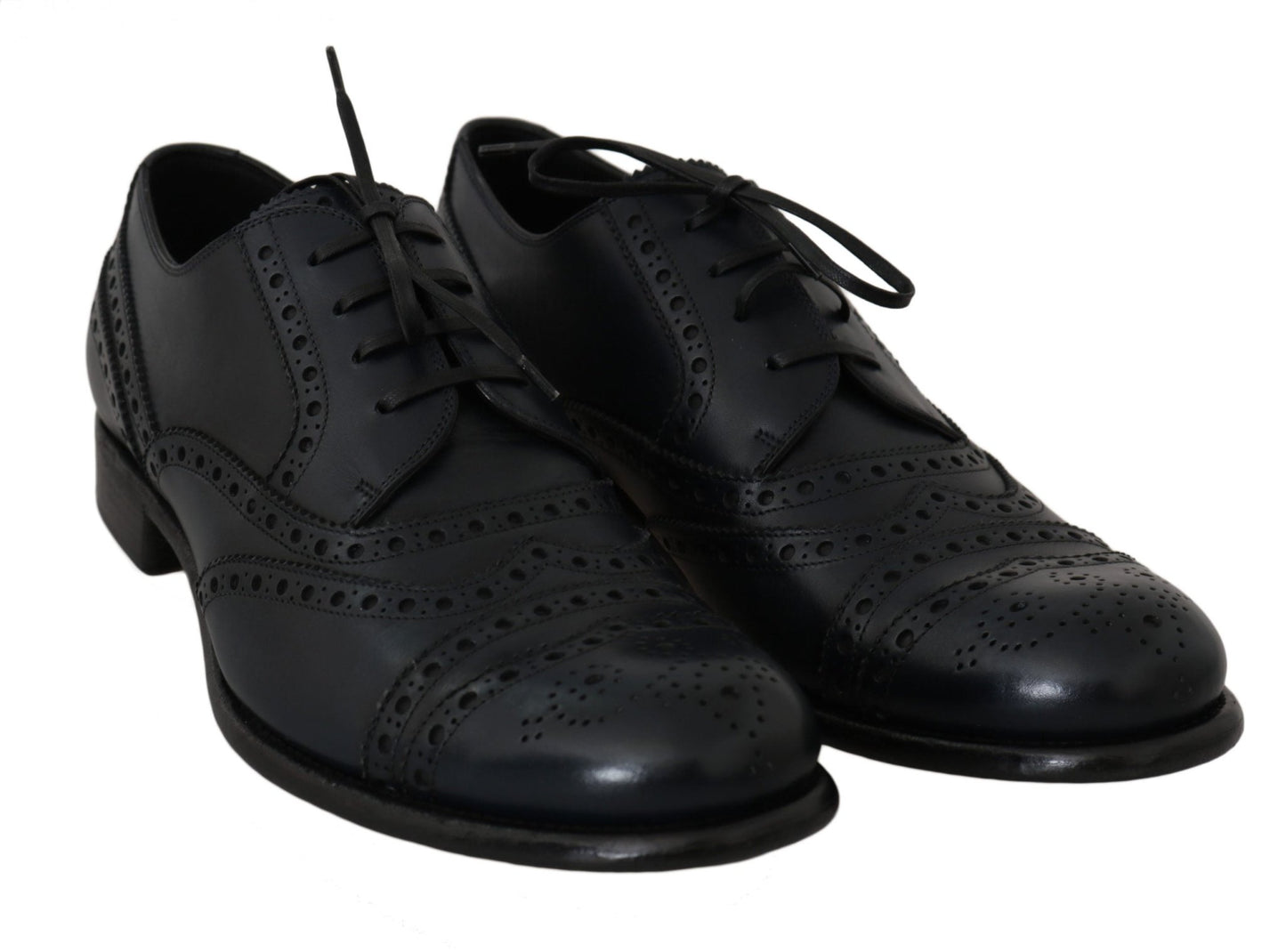 Dolce & Gabbana Elegant Blue Leather Wingtip Derby Shoes - Sandy Store ByNet