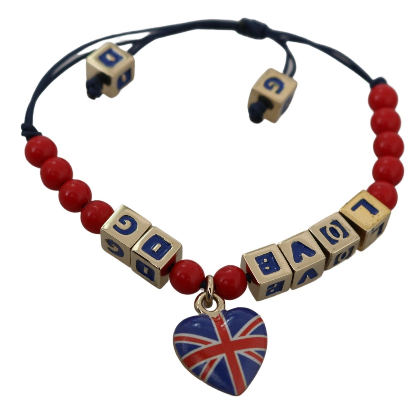 Dolce & Gabbana Elegant Blue Red Glass Cotton Blend Bracelet - Sandy Store ByNet