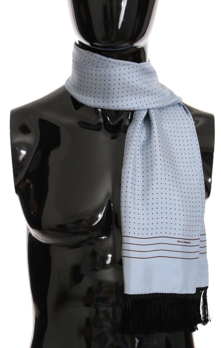 Dolce & Gabbana Elegant Blue Silk Polka Dot Men's Scarf - Sandy Store ByNet