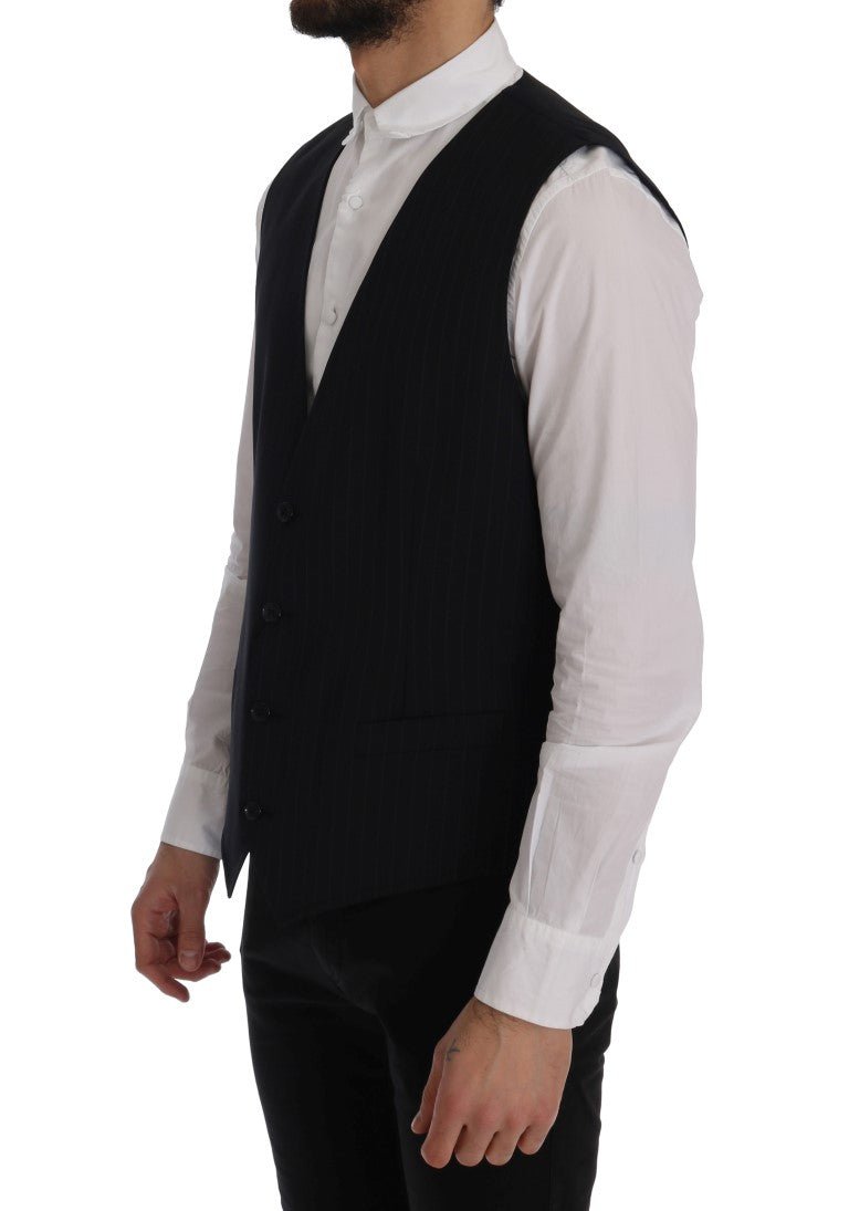 Dolce & Gabbana Elegant Blue Striped Waistcoat Vest - Sandy Store ByNet