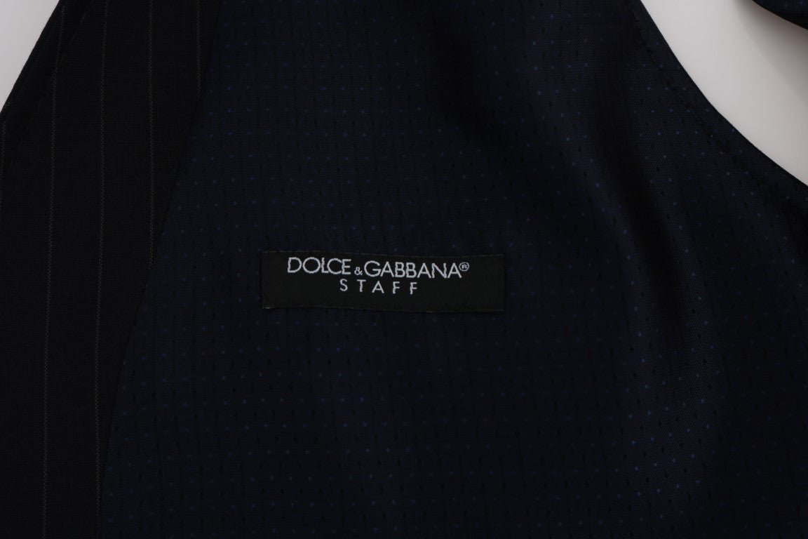 Dolce & Gabbana Elegant Blue Striped Waistcoat Vest - Sandy Store ByNet