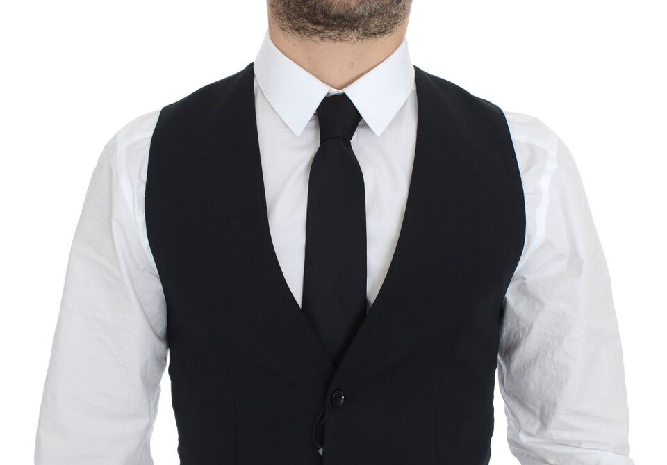 Dolce & Gabbana Elegant Blue Wool Dress Vest - Sandy Store ByNet