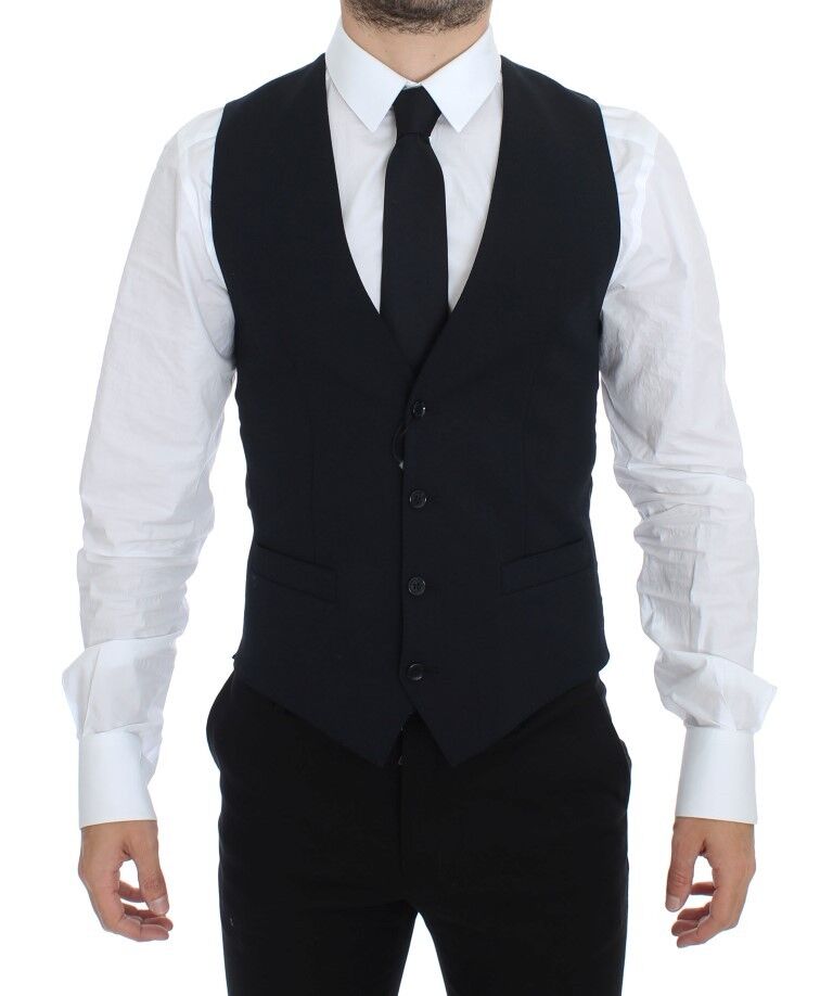 Dolce & Gabbana Elegant Blue Wool Dress Vest - Sandy Store ByNet