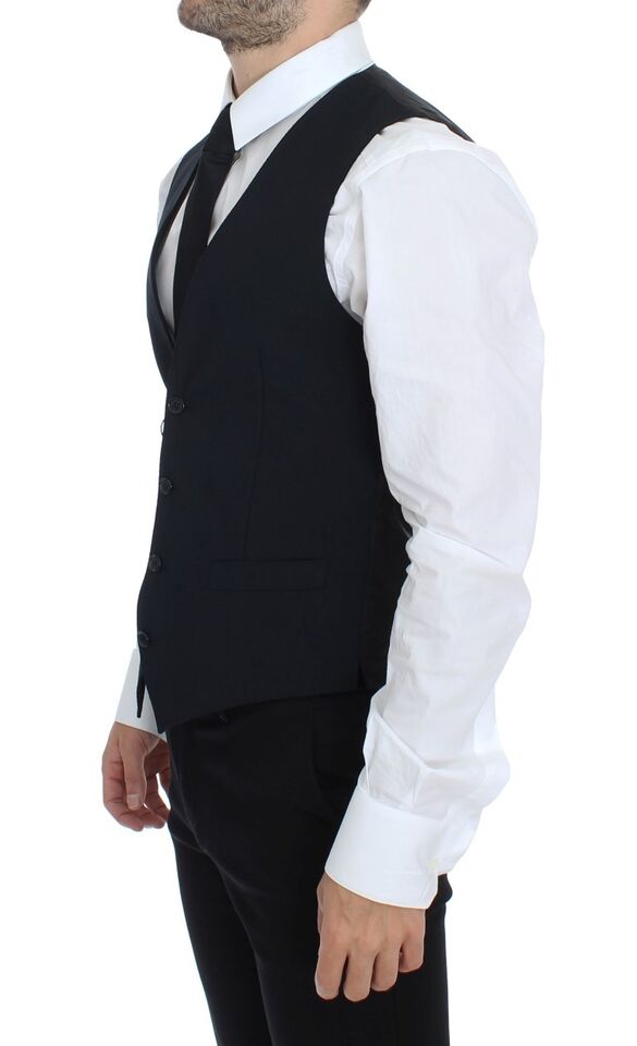 Dolce & Gabbana Elegant Blue Wool Dress Vest - Sandy Store ByNet