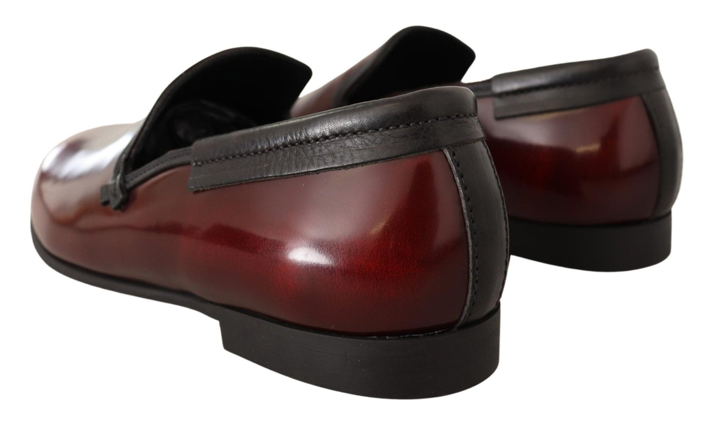 Dolce & Gabbana Elegant Bordeaux Leather Loafers - Sandy Store ByNet