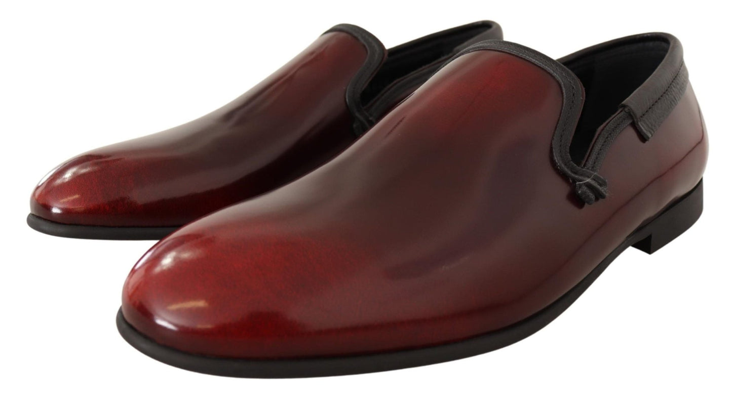 Dolce & Gabbana Elegant Bordeaux Leather Loafers - Sandy Store ByNet