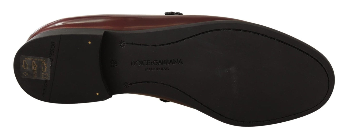 Dolce & Gabbana Elegant Bordeaux Leather Loafers - Sandy Store ByNet
