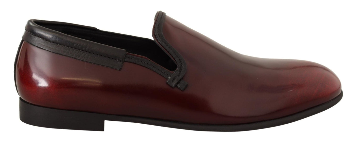 Dolce & Gabbana Elegant Bordeaux Leather Loafers - Sandy Store ByNet