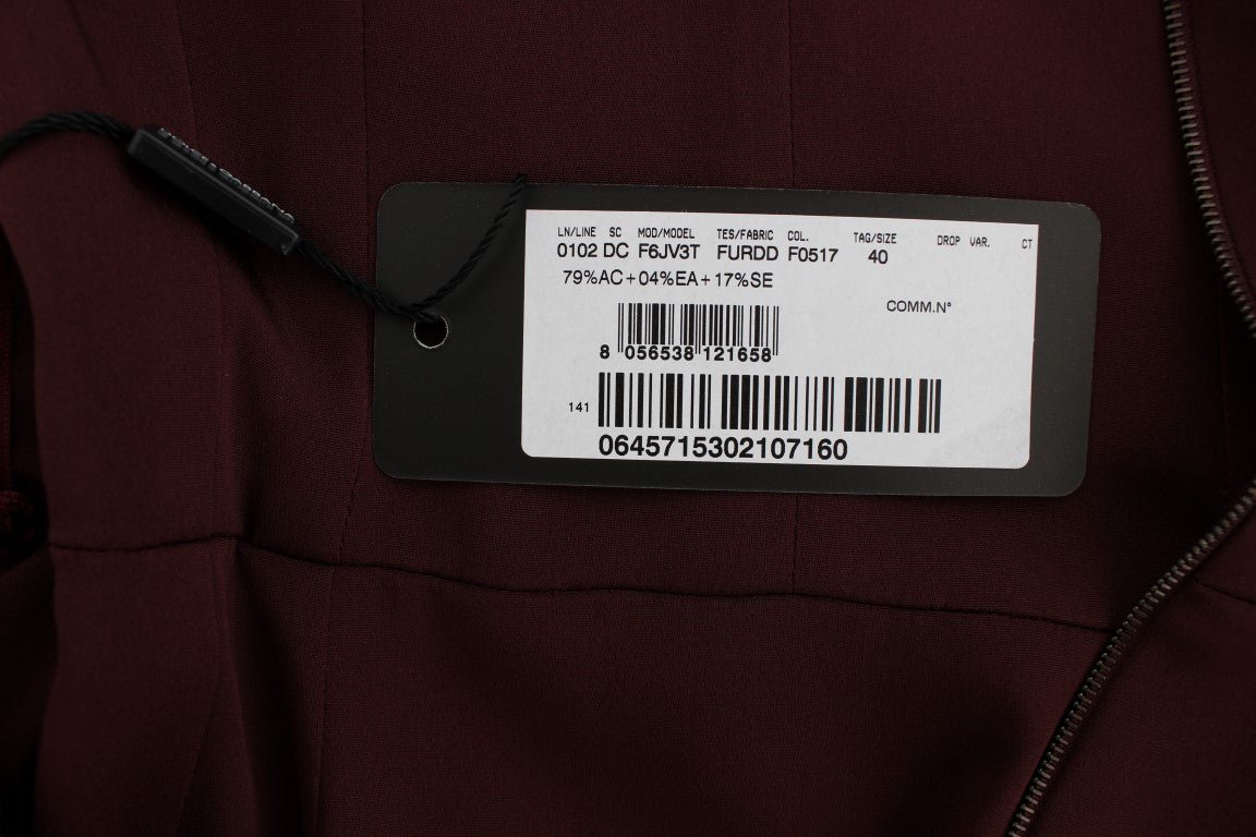 Dolce & Gabbana Elegant Bordeaux Sheath Dress - Sandy Store ByNet