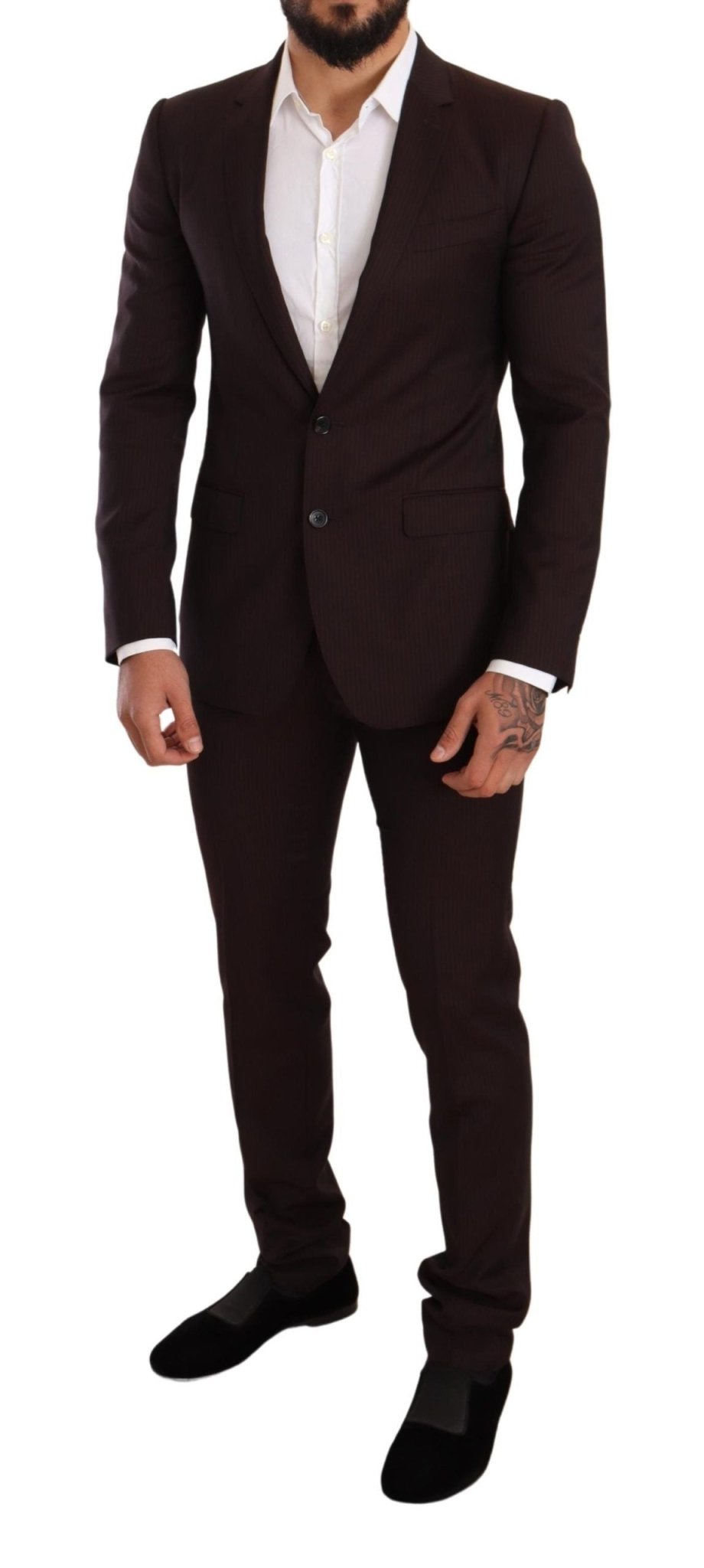 Dolce & Gabbana Elegant Bordeaux Striped Martini Suit - Sandy Store ByNet