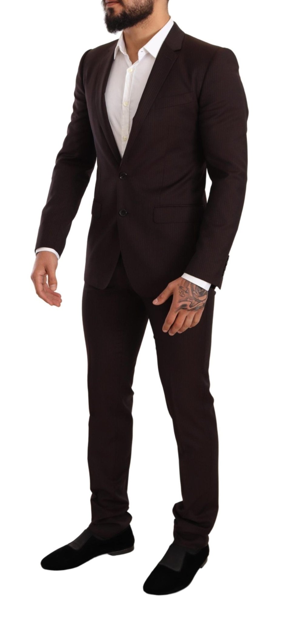 Dolce & Gabbana Elegant Bordeaux Striped Martini Suit - Sandy Store ByNet